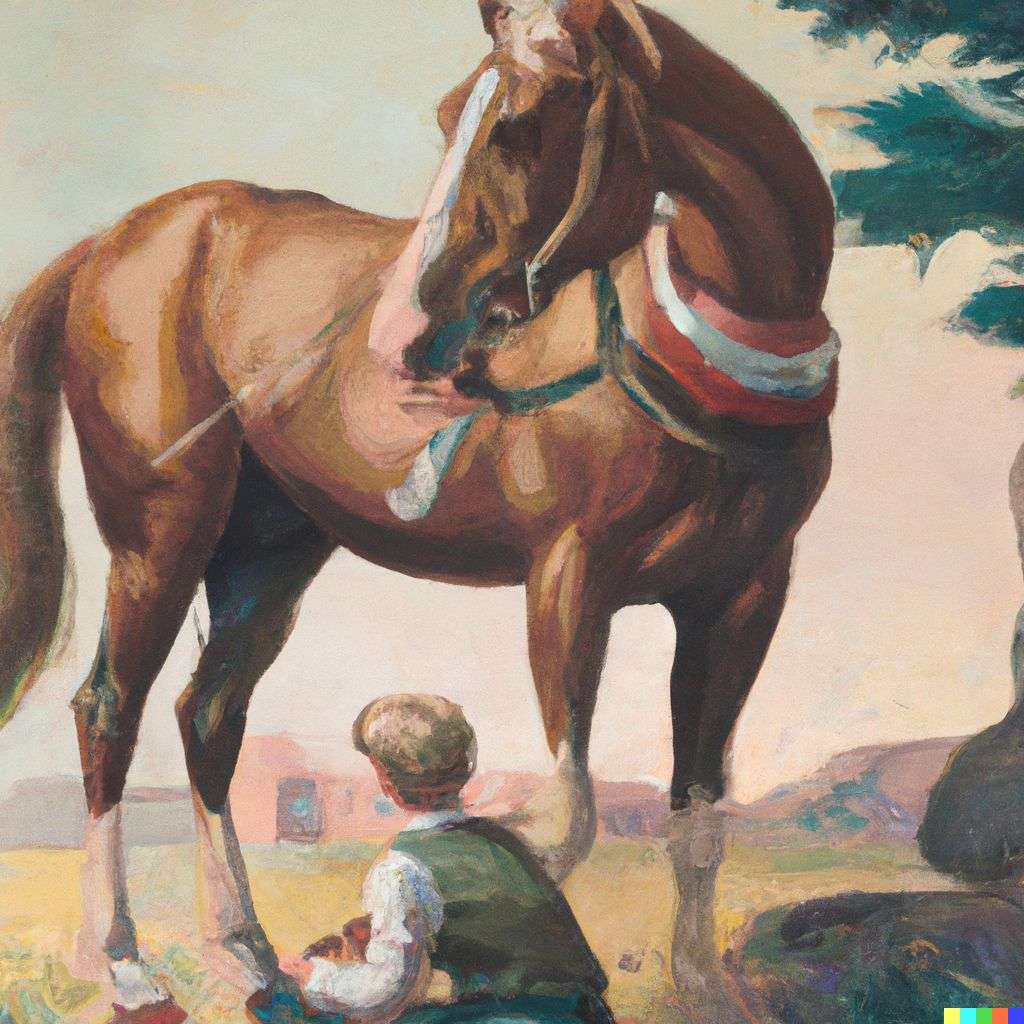 a horse, painting by Norman Rockwell